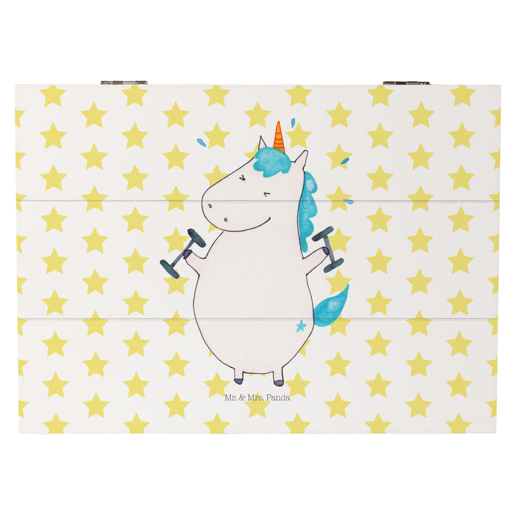 Holzkiste Einhorn Fitness Holzkiste, Kiste, Schatzkiste, Truhe, Schatulle, XXL, Erinnerungsbox, Erinnerungskiste, Dekokiste, Aufbewahrungsbox, Einhorn, Einhörner, Einhorn Deko, Pegasus, Unicorn, Gym, Fitness, Fitnessstudio, Diät, Abnehmen, Sport, Pumpen, Geräte, Sixpack