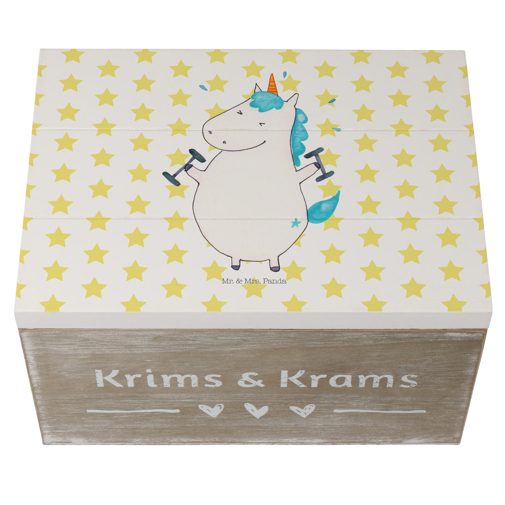 Holzkiste Einhorn Fitness Holzkiste, Kiste, Schatzkiste, Truhe, Schatulle, XXL, Erinnerungsbox, Erinnerungskiste, Dekokiste, Aufbewahrungsbox, Einhorn, Einhörner, Einhorn Deko, Pegasus, Unicorn, Gym, Fitness, Fitnessstudio, Diät, Abnehmen, Sport, Pumpen, Geräte, Sixpack