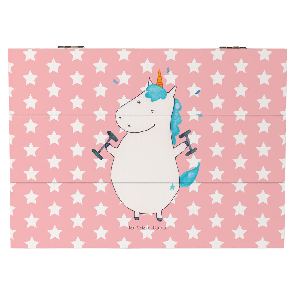 Holzkiste Einhorn Fitness Holzkiste, Kiste, Schatzkiste, Truhe, Schatulle, XXL, Erinnerungsbox, Erinnerungskiste, Dekokiste, Aufbewahrungsbox, Einhorn, Einhörner, Einhorn Deko, Pegasus, Unicorn, Gym, Fitness, Fitnessstudio, Diät, Abnehmen, Sport, Pumpen, Geräte, Sixpack
