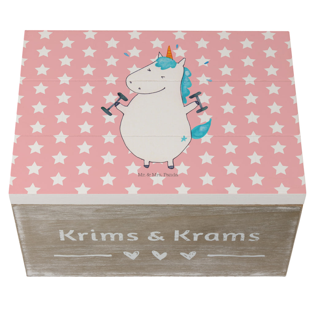 Holzkiste Einhorn Fitness Holzkiste, Kiste, Schatzkiste, Truhe, Schatulle, XXL, Erinnerungsbox, Erinnerungskiste, Dekokiste, Aufbewahrungsbox, Einhorn, Einhörner, Einhorn Deko, Pegasus, Unicorn, Gym, Fitness, Fitnessstudio, Diät, Abnehmen, Sport, Pumpen, Geräte, Sixpack