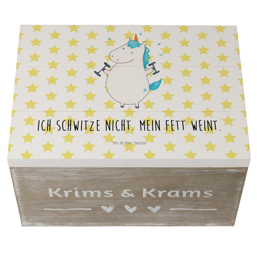Holzkiste Einhorn Fitness Holzkiste, Kiste, Schatzkiste, Truhe, Schatulle, XXL, Erinnerungsbox, Erinnerungskiste, Dekokiste, Aufbewahrungsbox, Einhorn, Einhörner, Einhorn Deko, Pegasus, Unicorn, Gym, Fitness, Fitnessstudio, Diät, Abnehmen, Sport, Pumpen, Geräte, Sixpack