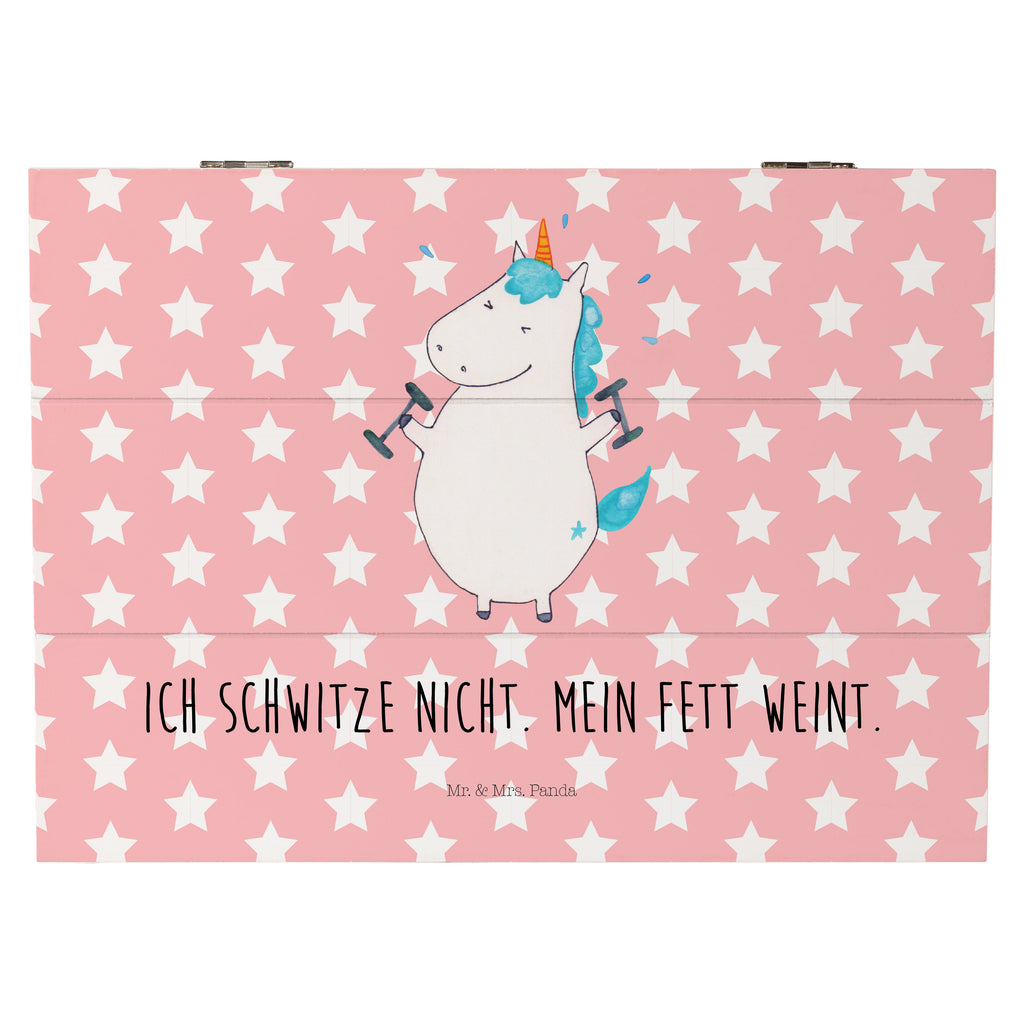 Holzkiste Einhorn Fitness Holzkiste, Kiste, Schatzkiste, Truhe, Schatulle, XXL, Erinnerungsbox, Erinnerungskiste, Dekokiste, Aufbewahrungsbox, Einhorn, Einhörner, Einhorn Deko, Pegasus, Unicorn, Gym, Fitness, Fitnessstudio, Diät, Abnehmen, Sport, Pumpen, Geräte, Sixpack
