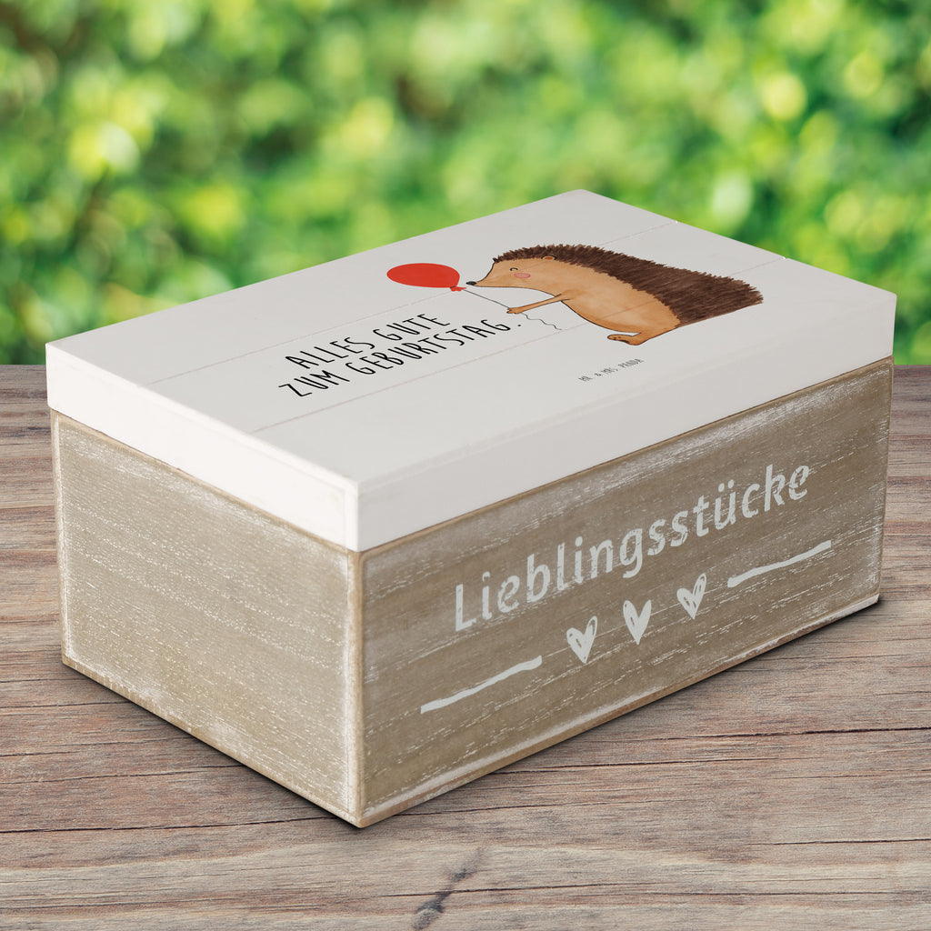 Holzkiste Igel mit Luftballon Holzkiste, Kiste, Schatzkiste, Truhe, Schatulle, XXL, Erinnerungsbox, Erinnerungskiste, Dekokiste, Aufbewahrungsbox, Tiermotive, Gute Laune, lustige Sprüche, Tiere, Igel, Geburtstag, Herzlichen Glückwunsch, Glückwunsch, Geburtstagskind, Ballon, Happy Birthday