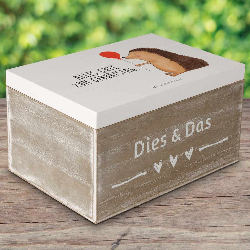 Holzkiste Igel mit Luftballon Holzkiste, Kiste, Schatzkiste, Truhe, Schatulle, XXL, Erinnerungsbox, Erinnerungskiste, Dekokiste, Aufbewahrungsbox, Tiermotive, Gute Laune, lustige Sprüche, Tiere, Igel, Geburtstag, Herzlichen Glückwunsch, Glückwunsch, Geburtstagskind, Ballon, Happy Birthday