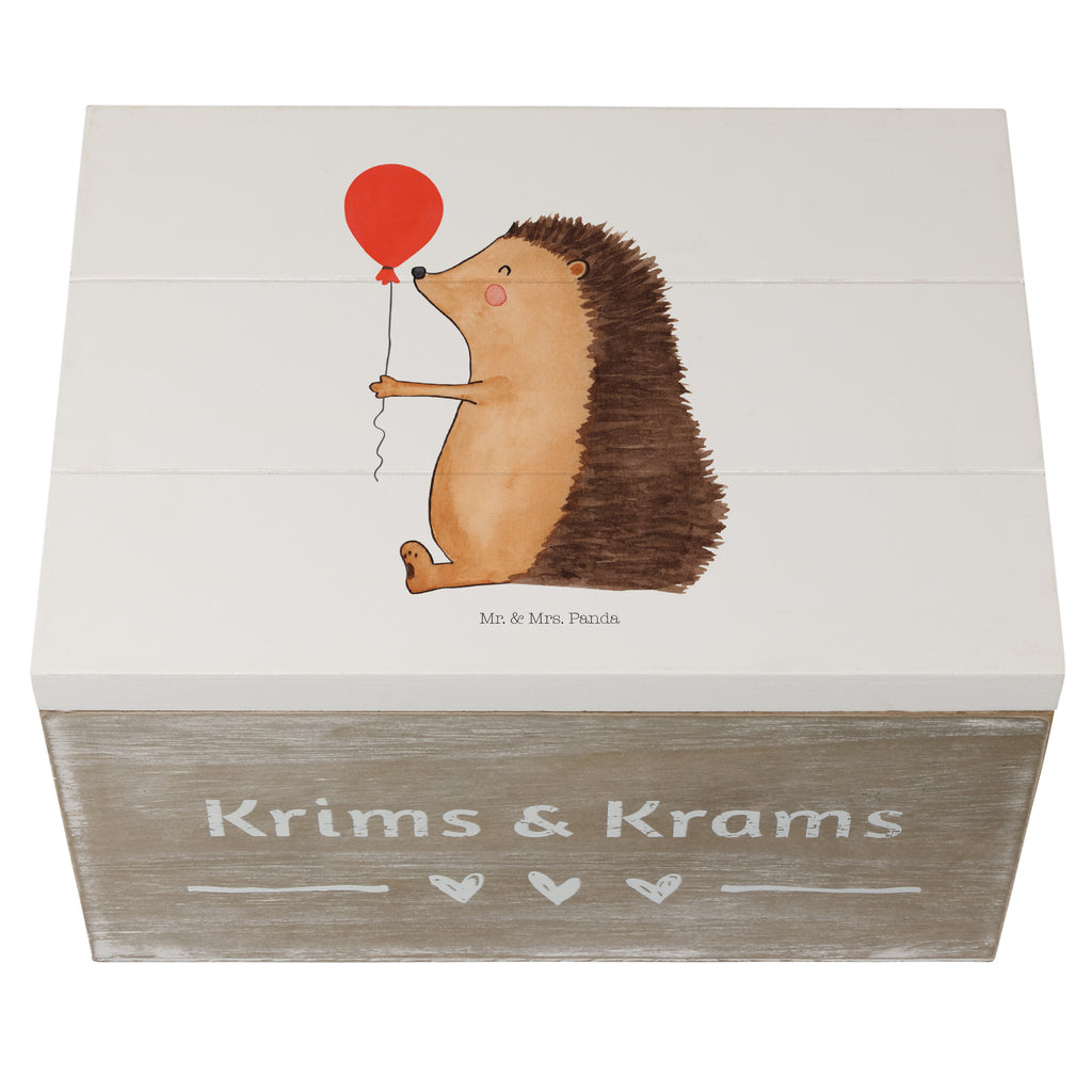 Holzkiste Igel mit Luftballon Holzkiste, Kiste, Schatzkiste, Truhe, Schatulle, XXL, Erinnerungsbox, Erinnerungskiste, Dekokiste, Aufbewahrungsbox, Tiermotive, Gute Laune, lustige Sprüche, Tiere, Igel, Geburtstag, Herzlichen Glückwunsch, Glückwunsch, Geburtstagskind, Ballon, Happy Birthday