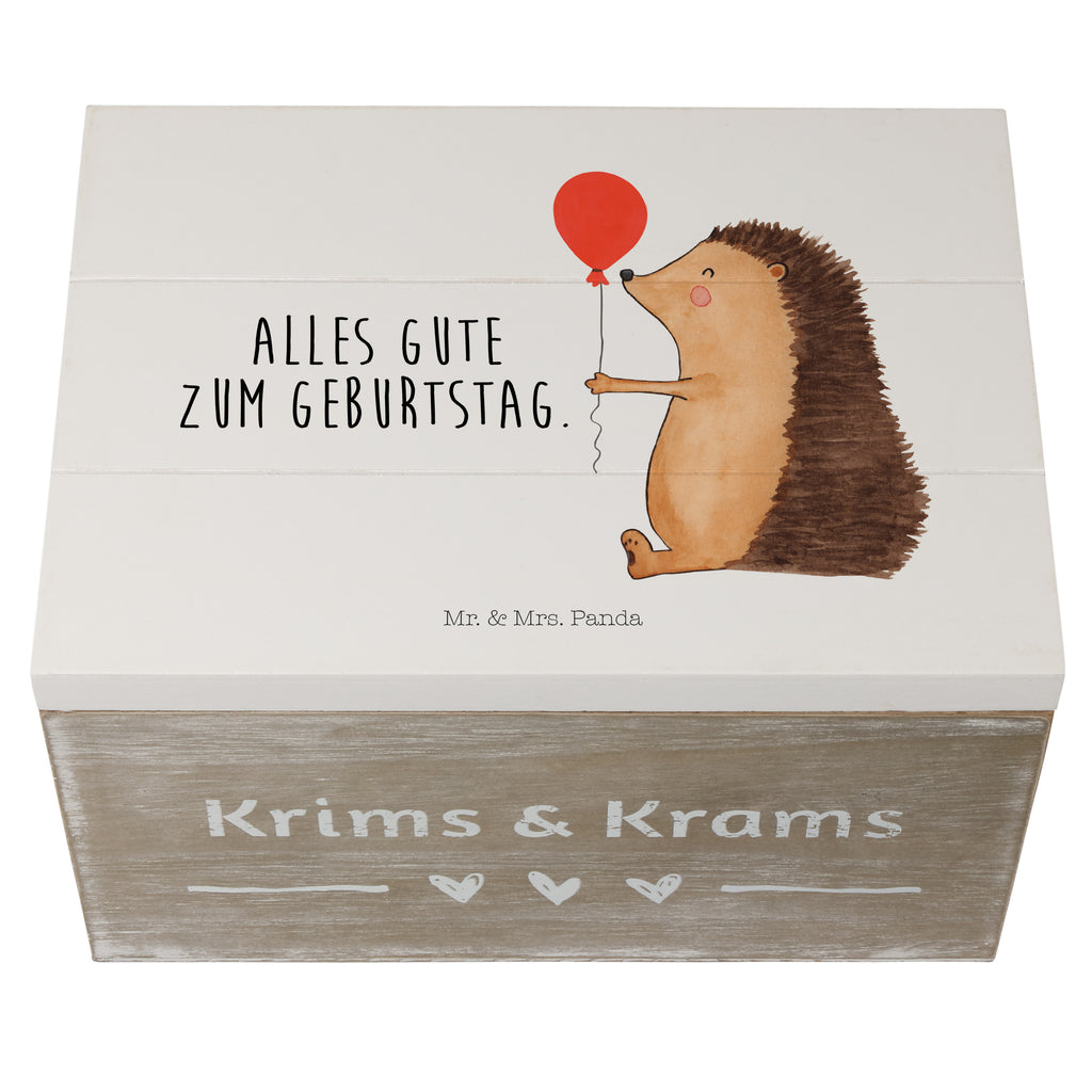 Holzkiste Igel mit Luftballon Holzkiste, Kiste, Schatzkiste, Truhe, Schatulle, XXL, Erinnerungsbox, Erinnerungskiste, Dekokiste, Aufbewahrungsbox, Tiermotive, Gute Laune, lustige Sprüche, Tiere, Igel, Geburtstag, Herzlichen Glückwunsch, Glückwunsch, Geburtstagskind, Ballon, Happy Birthday