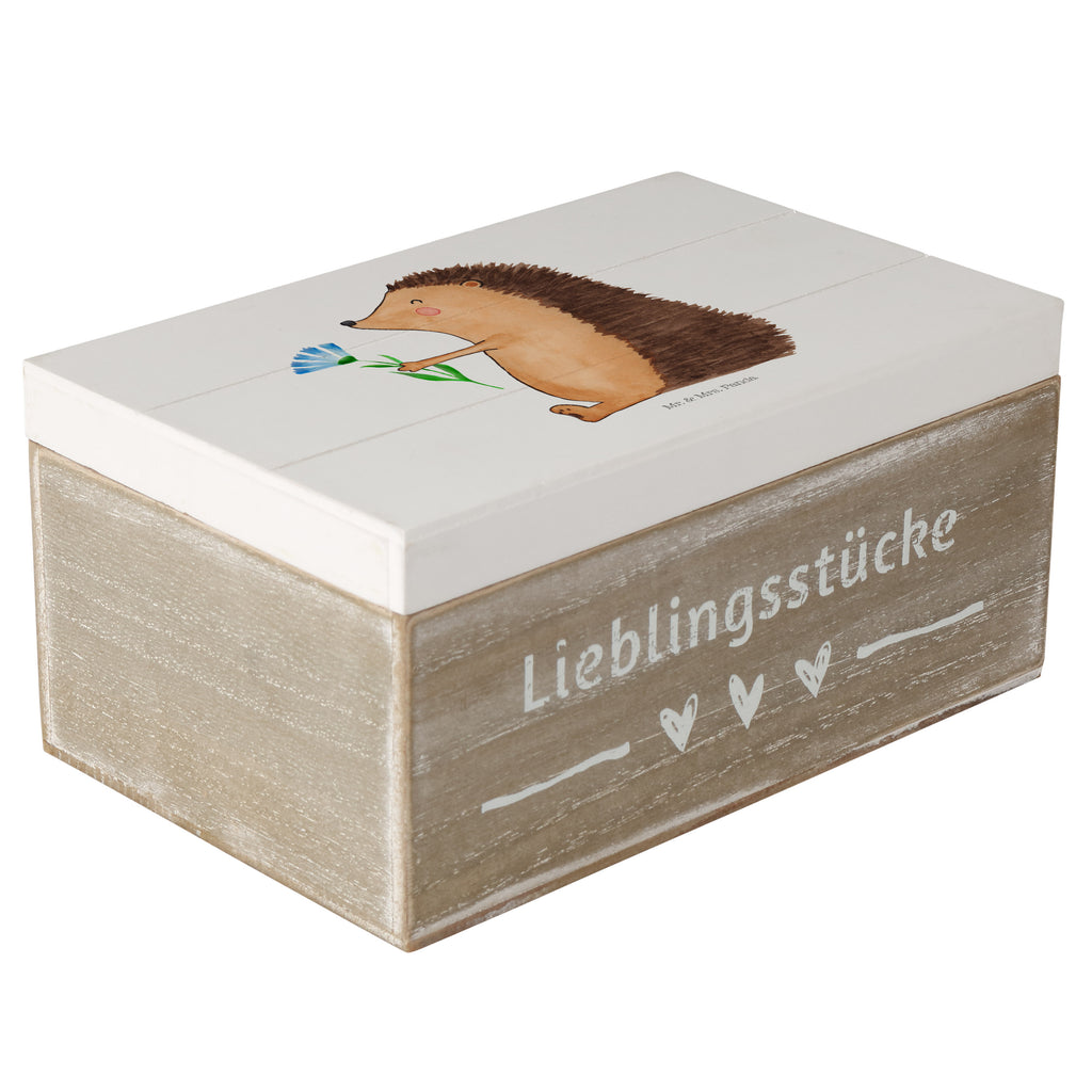 Holzkiste Igel mit Blume Holzkiste, Kiste, Schatzkiste, Truhe, Schatulle, XXL, Erinnerungsbox, Erinnerungskiste, Dekokiste, Aufbewahrungsbox, Tiermotive, Gute Laune, lustige Sprüche, Tiere, Igel, Gute Besserung, Genesungswünsche, Krankheit, Krankenhaus, krank, Besuch