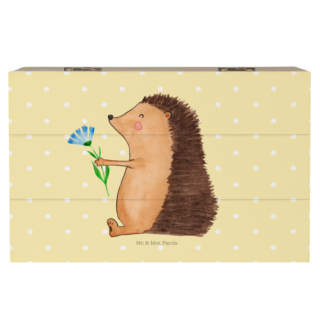 Holzkiste Igel mit Blume Holzkiste, Kiste, Schatzkiste, Truhe, Schatulle, XXL, Erinnerungsbox, Erinnerungskiste, Dekokiste, Aufbewahrungsbox, Tiermotive, Gute Laune, lustige Sprüche, Tiere, Igel, Gute Besserung, Genesungswünsche, Krankheit, Krankenhaus, krank, Besuch