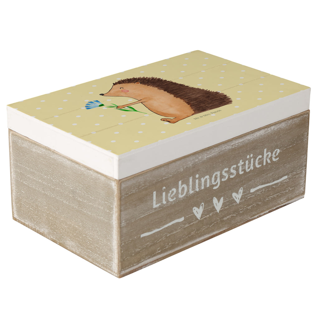 Holzkiste Igel mit Blume Holzkiste, Kiste, Schatzkiste, Truhe, Schatulle, XXL, Erinnerungsbox, Erinnerungskiste, Dekokiste, Aufbewahrungsbox, Tiermotive, Gute Laune, lustige Sprüche, Tiere, Igel, Gute Besserung, Genesungswünsche, Krankheit, Krankenhaus, krank, Besuch