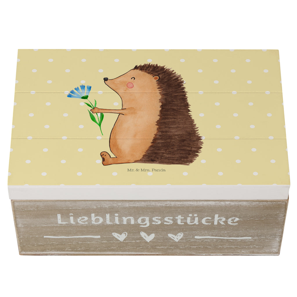 Holzkiste Igel mit Blume Holzkiste, Kiste, Schatzkiste, Truhe, Schatulle, XXL, Erinnerungsbox, Erinnerungskiste, Dekokiste, Aufbewahrungsbox, Tiermotive, Gute Laune, lustige Sprüche, Tiere, Igel, Gute Besserung, Genesungswünsche, Krankheit, Krankenhaus, krank, Besuch