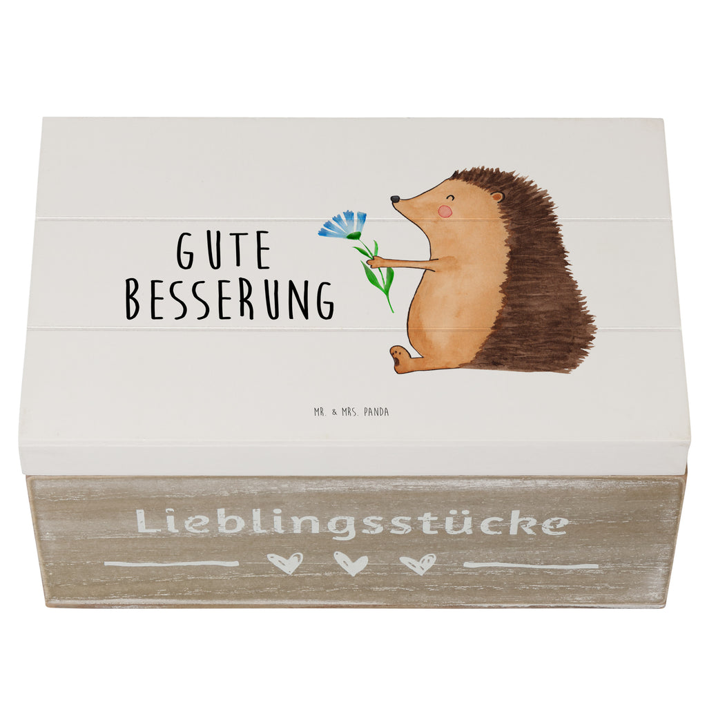 Holzkiste Igel mit Blume Holzkiste, Kiste, Schatzkiste, Truhe, Schatulle, XXL, Erinnerungsbox, Erinnerungskiste, Dekokiste, Aufbewahrungsbox, Tiermotive, Gute Laune, lustige Sprüche, Tiere, Igel, Gute Besserung, Genesungswünsche, Krankheit, Krankenhaus, krank, Besuch