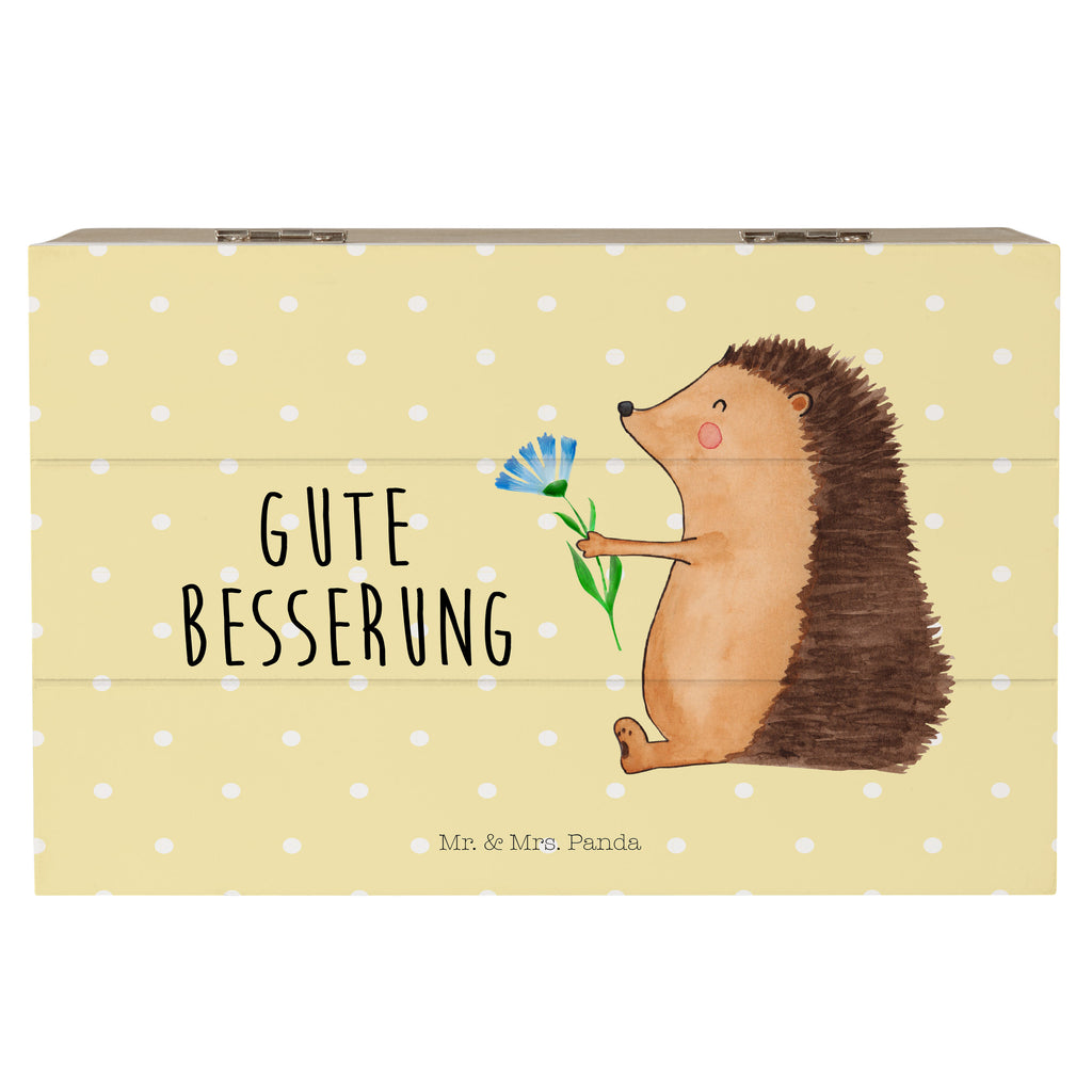 Holzkiste Igel mit Blume Holzkiste, Kiste, Schatzkiste, Truhe, Schatulle, XXL, Erinnerungsbox, Erinnerungskiste, Dekokiste, Aufbewahrungsbox, Tiermotive, Gute Laune, lustige Sprüche, Tiere, Igel, Gute Besserung, Genesungswünsche, Krankheit, Krankenhaus, krank, Besuch