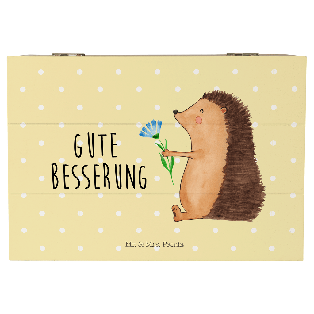 Holzkiste Igel mit Blume Holzkiste, Kiste, Schatzkiste, Truhe, Schatulle, XXL, Erinnerungsbox, Erinnerungskiste, Dekokiste, Aufbewahrungsbox, Tiermotive, Gute Laune, lustige Sprüche, Tiere, Igel, Gute Besserung, Genesungswünsche, Krankheit, Krankenhaus, krank, Besuch