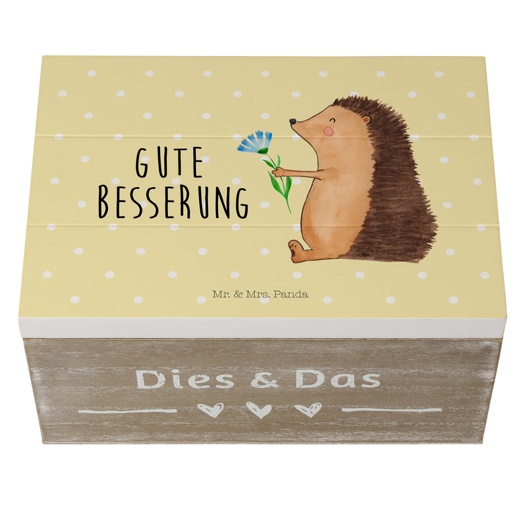 Holzkiste Igel mit Blume Holzkiste, Kiste, Schatzkiste, Truhe, Schatulle, XXL, Erinnerungsbox, Erinnerungskiste, Dekokiste, Aufbewahrungsbox, Tiermotive, Gute Laune, lustige Sprüche, Tiere, Igel, Gute Besserung, Genesungswünsche, Krankheit, Krankenhaus, krank, Besuch