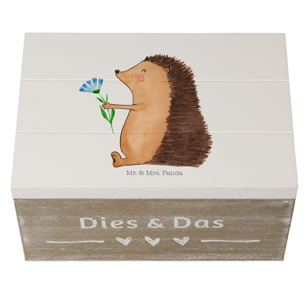 Holzkiste Igel mit Blume Holzkiste, Kiste, Schatzkiste, Truhe, Schatulle, XXL, Erinnerungsbox, Erinnerungskiste, Dekokiste, Aufbewahrungsbox, Tiermotive, Gute Laune, lustige Sprüche, Tiere, Igel, Gute Besserung, Genesungswünsche, Krankheit, Krankenhaus, krank, Besuch