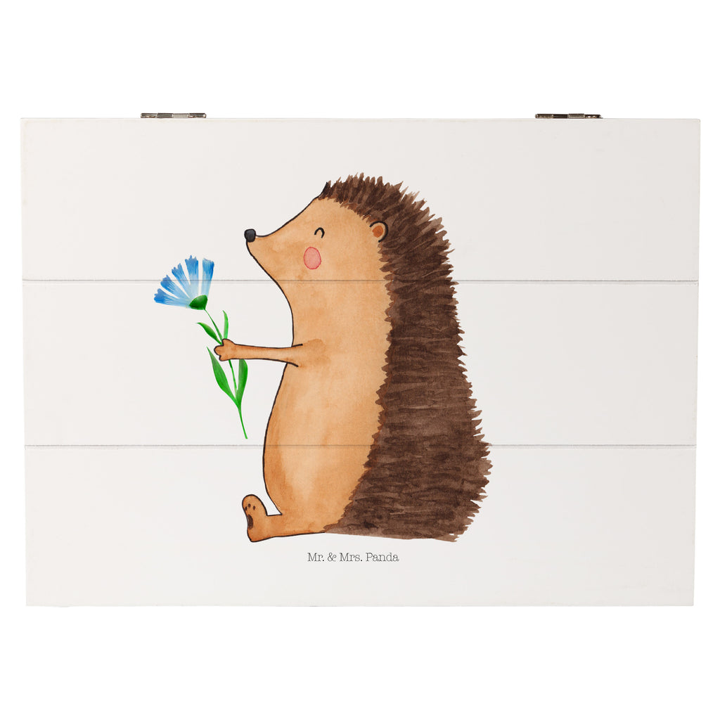 Holzkiste Igel mit Blume Holzkiste, Kiste, Schatzkiste, Truhe, Schatulle, XXL, Erinnerungsbox, Erinnerungskiste, Dekokiste, Aufbewahrungsbox, Tiermotive, Gute Laune, lustige Sprüche, Tiere, Igel, Gute Besserung, Genesungswünsche, Krankheit, Krankenhaus, krank, Besuch