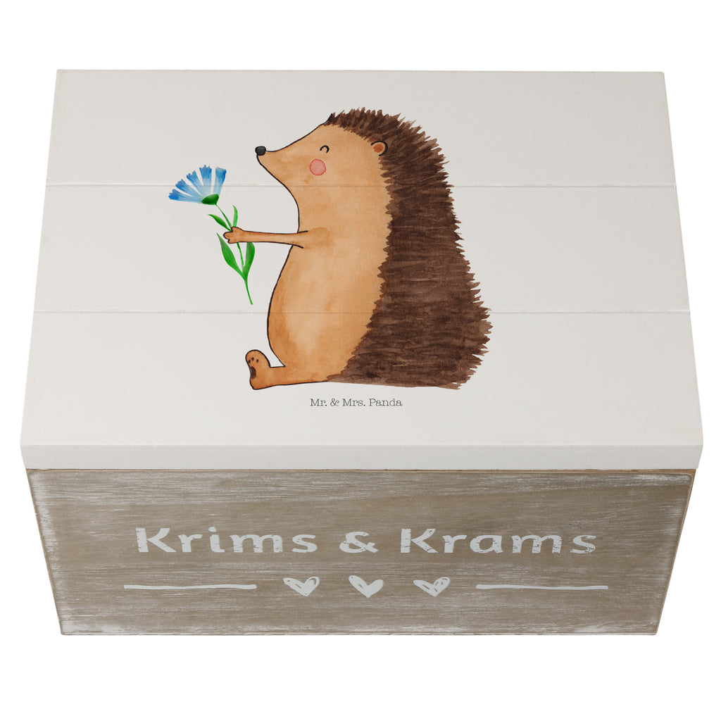 Holzkiste Igel mit Blume Holzkiste, Kiste, Schatzkiste, Truhe, Schatulle, XXL, Erinnerungsbox, Erinnerungskiste, Dekokiste, Aufbewahrungsbox, Tiermotive, Gute Laune, lustige Sprüche, Tiere, Igel, Gute Besserung, Genesungswünsche, Krankheit, Krankenhaus, krank, Besuch