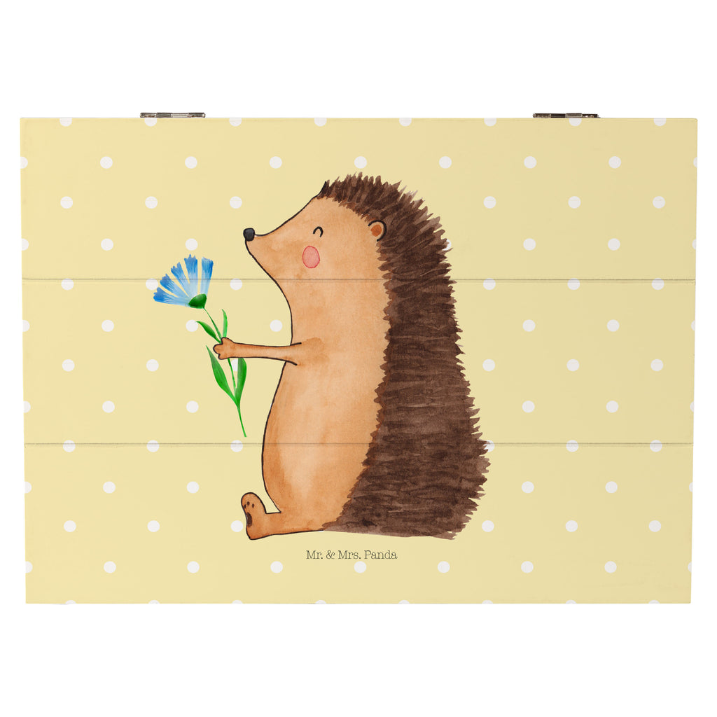 Holzkiste Igel mit Blume Holzkiste, Kiste, Schatzkiste, Truhe, Schatulle, XXL, Erinnerungsbox, Erinnerungskiste, Dekokiste, Aufbewahrungsbox, Tiermotive, Gute Laune, lustige Sprüche, Tiere, Igel, Gute Besserung, Genesungswünsche, Krankheit, Krankenhaus, krank, Besuch