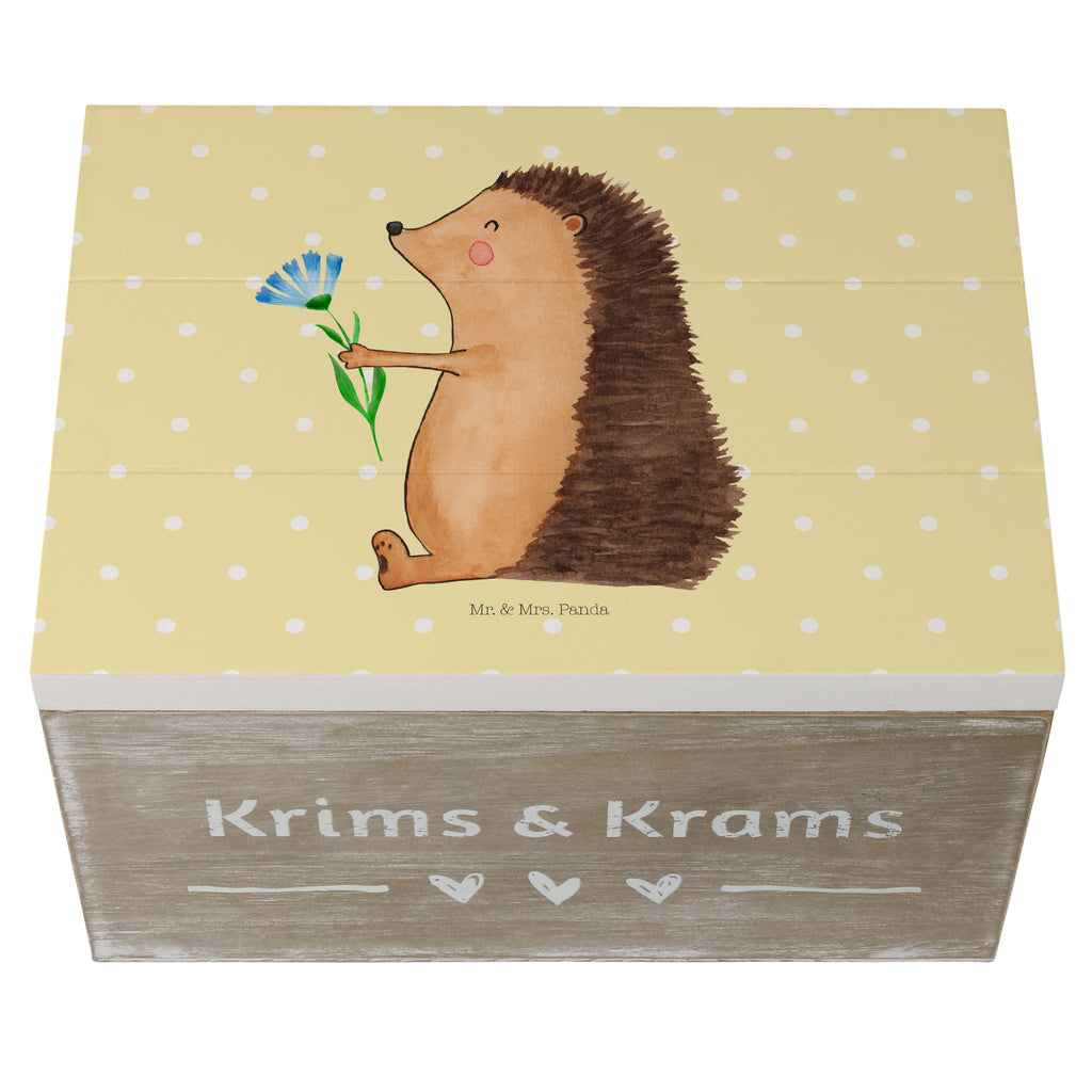 Holzkiste Igel mit Blume Holzkiste, Kiste, Schatzkiste, Truhe, Schatulle, XXL, Erinnerungsbox, Erinnerungskiste, Dekokiste, Aufbewahrungsbox, Tiermotive, Gute Laune, lustige Sprüche, Tiere, Igel, Gute Besserung, Genesungswünsche, Krankheit, Krankenhaus, krank, Besuch
