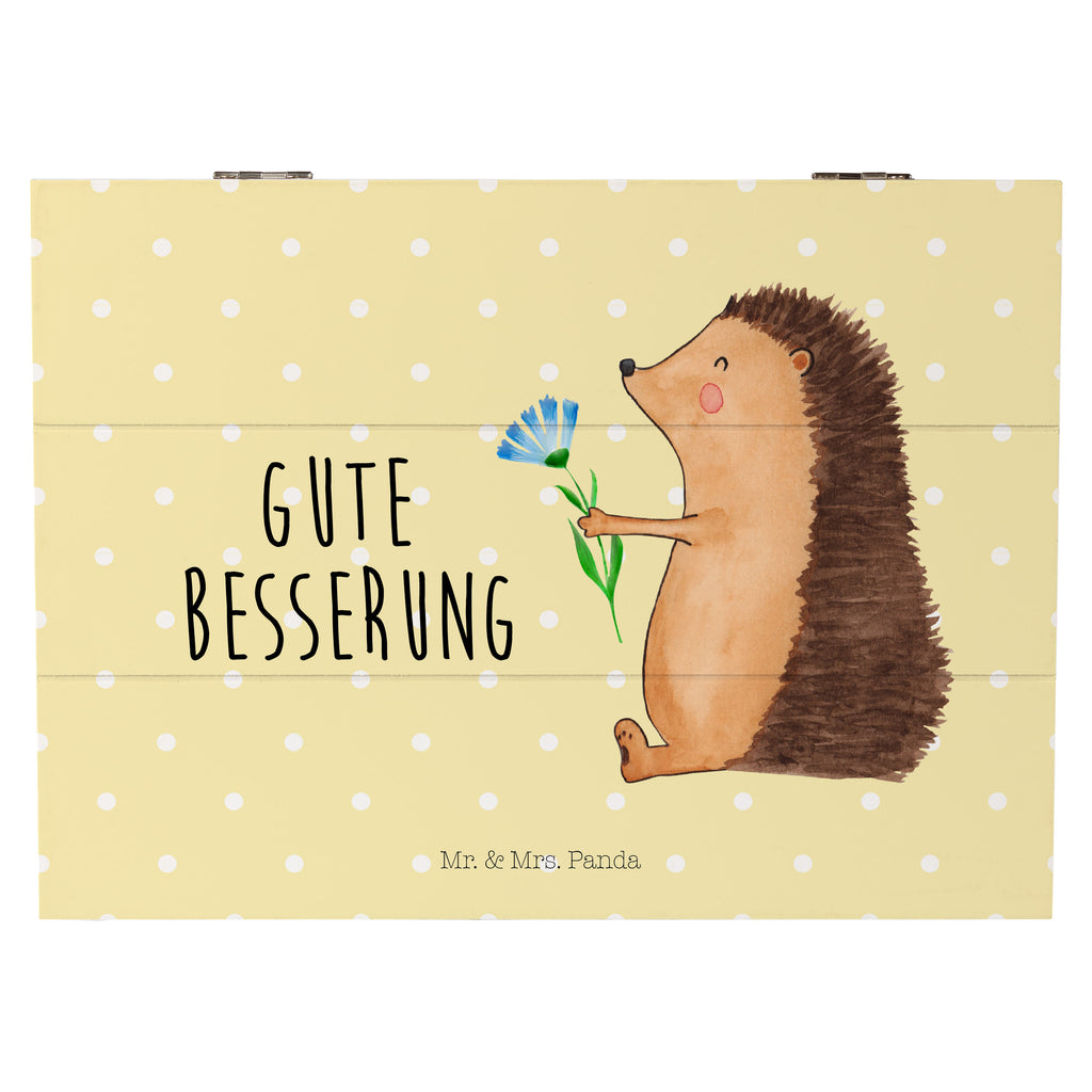 Holzkiste Igel mit Blume Holzkiste, Kiste, Schatzkiste, Truhe, Schatulle, XXL, Erinnerungsbox, Erinnerungskiste, Dekokiste, Aufbewahrungsbox, Tiermotive, Gute Laune, lustige Sprüche, Tiere, Igel, Gute Besserung, Genesungswünsche, Krankheit, Krankenhaus, krank, Besuch