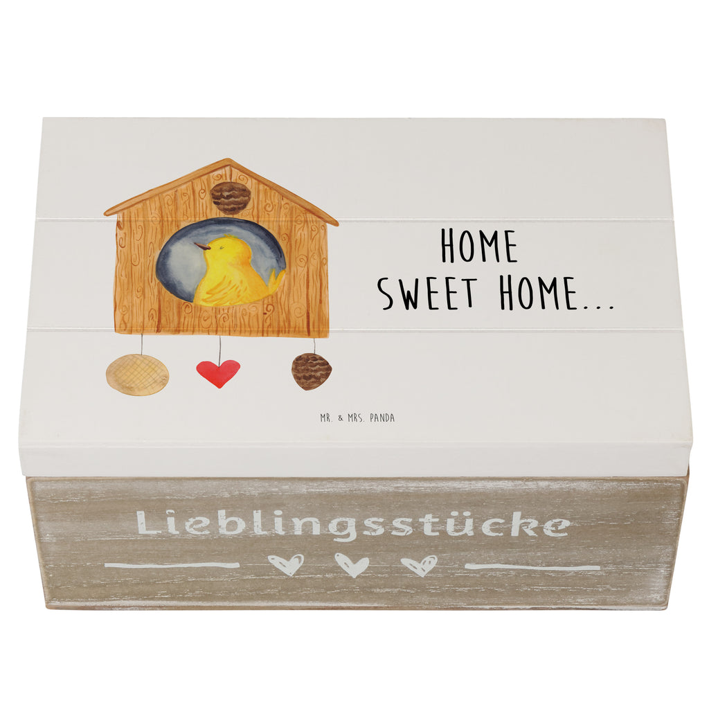 Holzkiste Vogelhaus sweet Home Holzkiste, Kiste, Schatzkiste, Truhe, Schatulle, XXL, Erinnerungsbox, Erinnerungskiste, Dekokiste, Aufbewahrungsbox, Tiermotive, Gute Laune, lustige Sprüche, Tiere, Vogelhaus, Vogel, Home sweet Home, Einzug, Umzug, Geschenk, Einzugsgeschenk, Hausbau, Haus