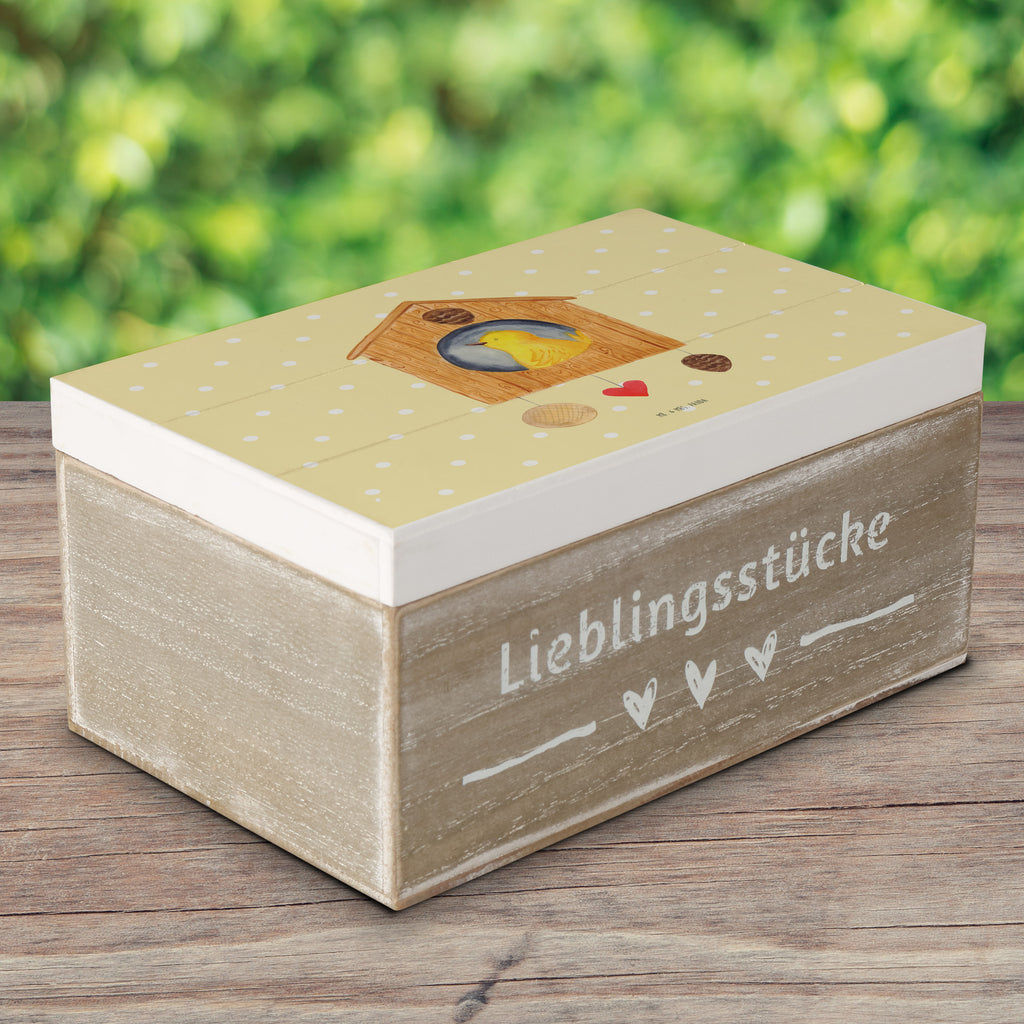 Holzkiste Vogelhaus sweet Home Holzkiste, Kiste, Schatzkiste, Truhe, Schatulle, XXL, Erinnerungsbox, Erinnerungskiste, Dekokiste, Aufbewahrungsbox, Tiermotive, Gute Laune, lustige Sprüche, Tiere, Vogelhaus, Vogel, Home sweet Home, Einzug, Umzug, Geschenk, Einzugsgeschenk, Hausbau, Haus