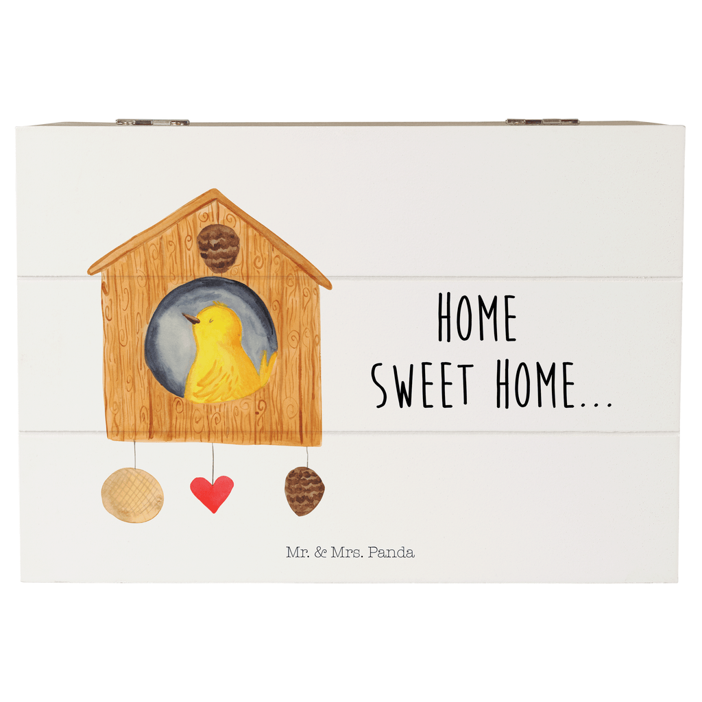 Holzkiste Vogelhaus sweet Home Holzkiste, Kiste, Schatzkiste, Truhe, Schatulle, XXL, Erinnerungsbox, Erinnerungskiste, Dekokiste, Aufbewahrungsbox, Tiermotive, Gute Laune, lustige Sprüche, Tiere, Vogelhaus, Vogel, Home sweet Home, Einzug, Umzug, Geschenk, Einzugsgeschenk, Hausbau, Haus