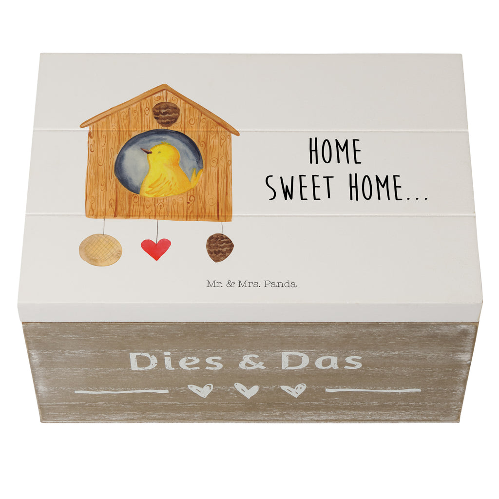 Holzkiste Vogelhaus sweet Home Holzkiste, Kiste, Schatzkiste, Truhe, Schatulle, XXL, Erinnerungsbox, Erinnerungskiste, Dekokiste, Aufbewahrungsbox, Tiermotive, Gute Laune, lustige Sprüche, Tiere, Vogelhaus, Vogel, Home sweet Home, Einzug, Umzug, Geschenk, Einzugsgeschenk, Hausbau, Haus