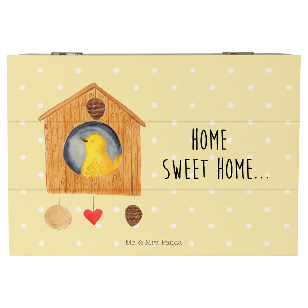 Holzkiste Vogelhaus sweet Home Holzkiste, Kiste, Schatzkiste, Truhe, Schatulle, XXL, Erinnerungsbox, Erinnerungskiste, Dekokiste, Aufbewahrungsbox, Tiermotive, Gute Laune, lustige Sprüche, Tiere, Vogelhaus, Vogel, Home sweet Home, Einzug, Umzug, Geschenk, Einzugsgeschenk, Hausbau, Haus