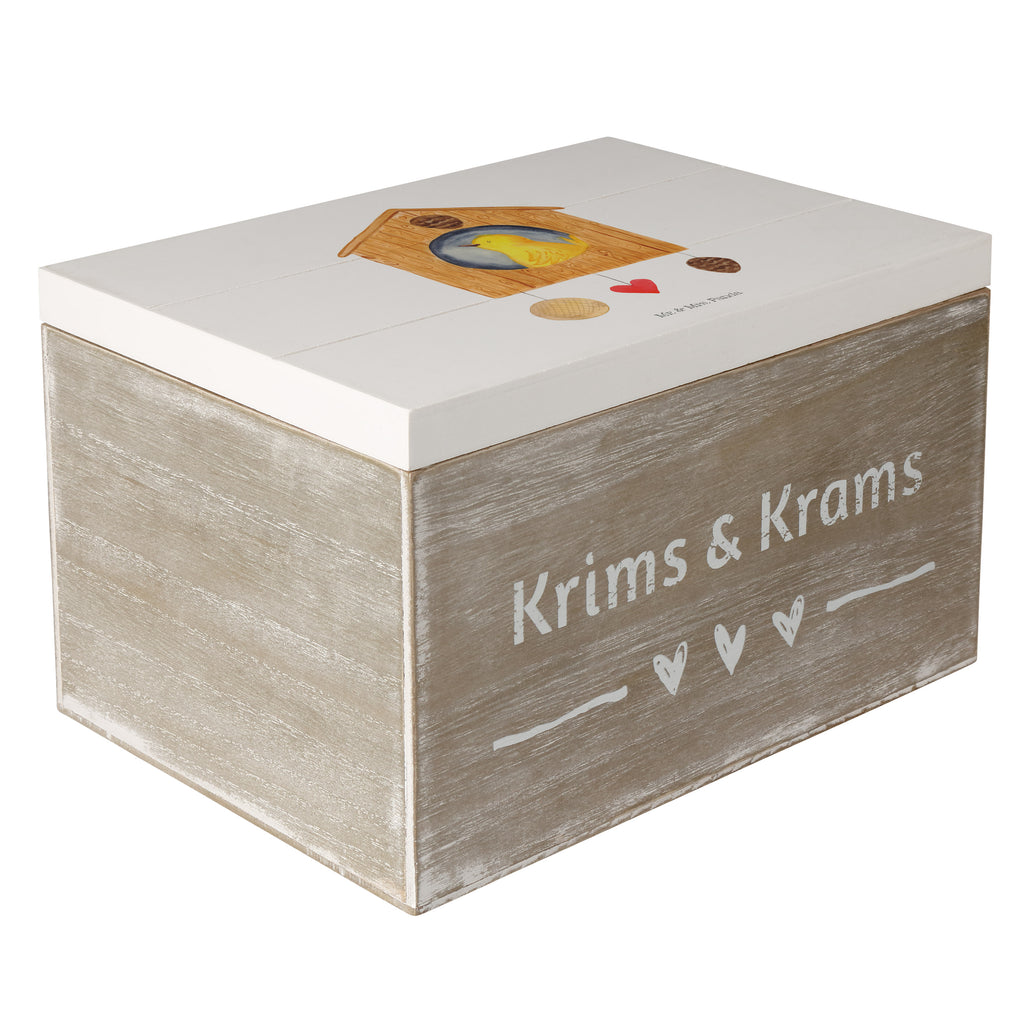 Holzkiste Vogelhaus sweet Home Holzkiste, Kiste, Schatzkiste, Truhe, Schatulle, XXL, Erinnerungsbox, Erinnerungskiste, Dekokiste, Aufbewahrungsbox, Tiermotive, Gute Laune, lustige Sprüche, Tiere, Vogelhaus, Vogel, Home sweet Home, Einzug, Umzug, Geschenk, Einzugsgeschenk, Hausbau, Haus