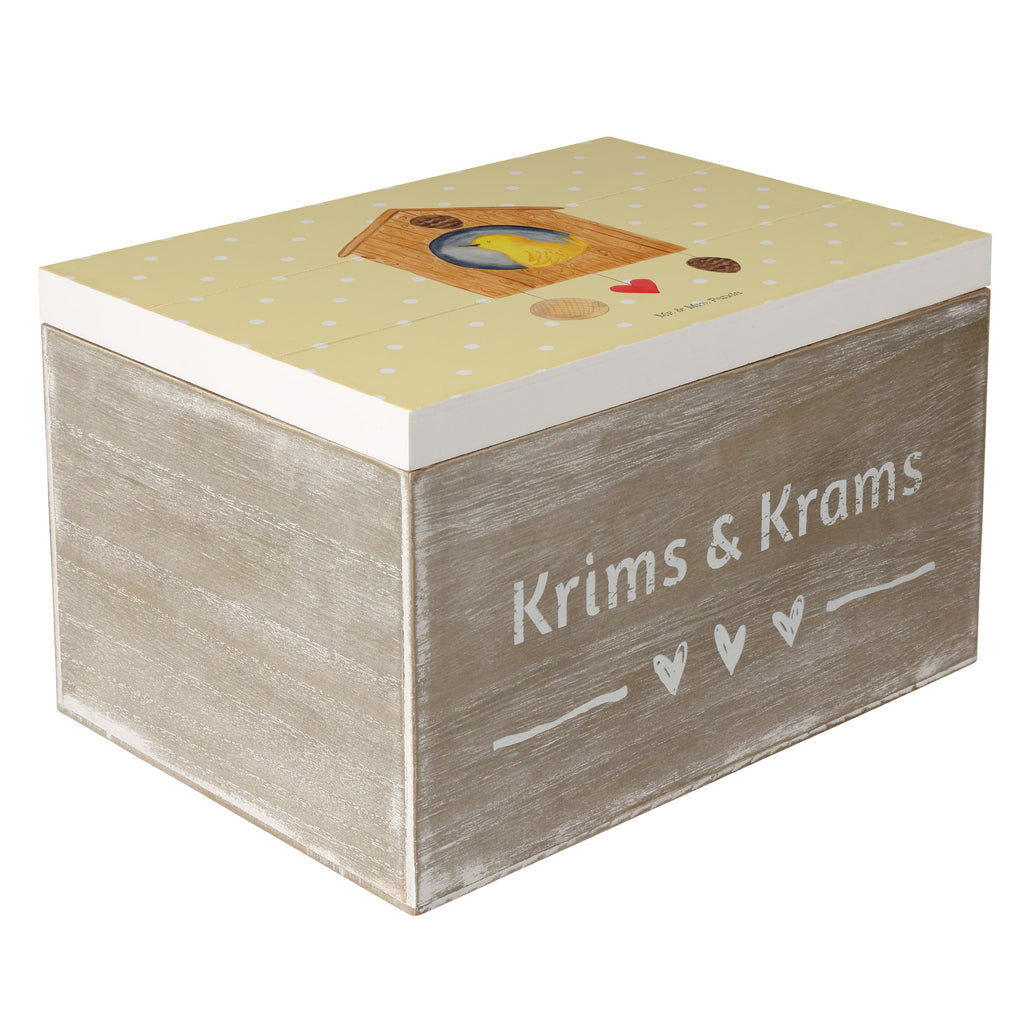 Holzkiste Vogelhaus sweet Home Holzkiste, Kiste, Schatzkiste, Truhe, Schatulle, XXL, Erinnerungsbox, Erinnerungskiste, Dekokiste, Aufbewahrungsbox, Tiermotive, Gute Laune, lustige Sprüche, Tiere, Vogelhaus, Vogel, Home sweet Home, Einzug, Umzug, Geschenk, Einzugsgeschenk, Hausbau, Haus