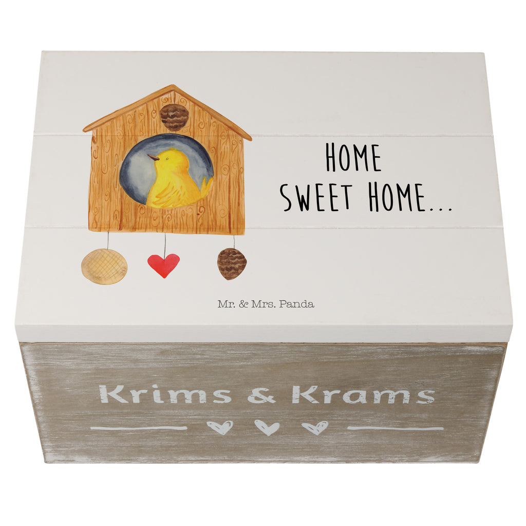 Holzkiste Vogelhaus sweet Home Holzkiste, Kiste, Schatzkiste, Truhe, Schatulle, XXL, Erinnerungsbox, Erinnerungskiste, Dekokiste, Aufbewahrungsbox, Tiermotive, Gute Laune, lustige Sprüche, Tiere, Vogelhaus, Vogel, Home sweet Home, Einzug, Umzug, Geschenk, Einzugsgeschenk, Hausbau, Haus