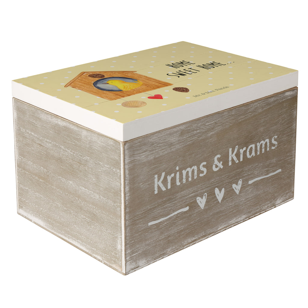 Holzkiste Vogelhaus sweet Home Holzkiste, Kiste, Schatzkiste, Truhe, Schatulle, XXL, Erinnerungsbox, Erinnerungskiste, Dekokiste, Aufbewahrungsbox, Tiermotive, Gute Laune, lustige Sprüche, Tiere, Vogelhaus, Vogel, Home sweet Home, Einzug, Umzug, Geschenk, Einzugsgeschenk, Hausbau, Haus