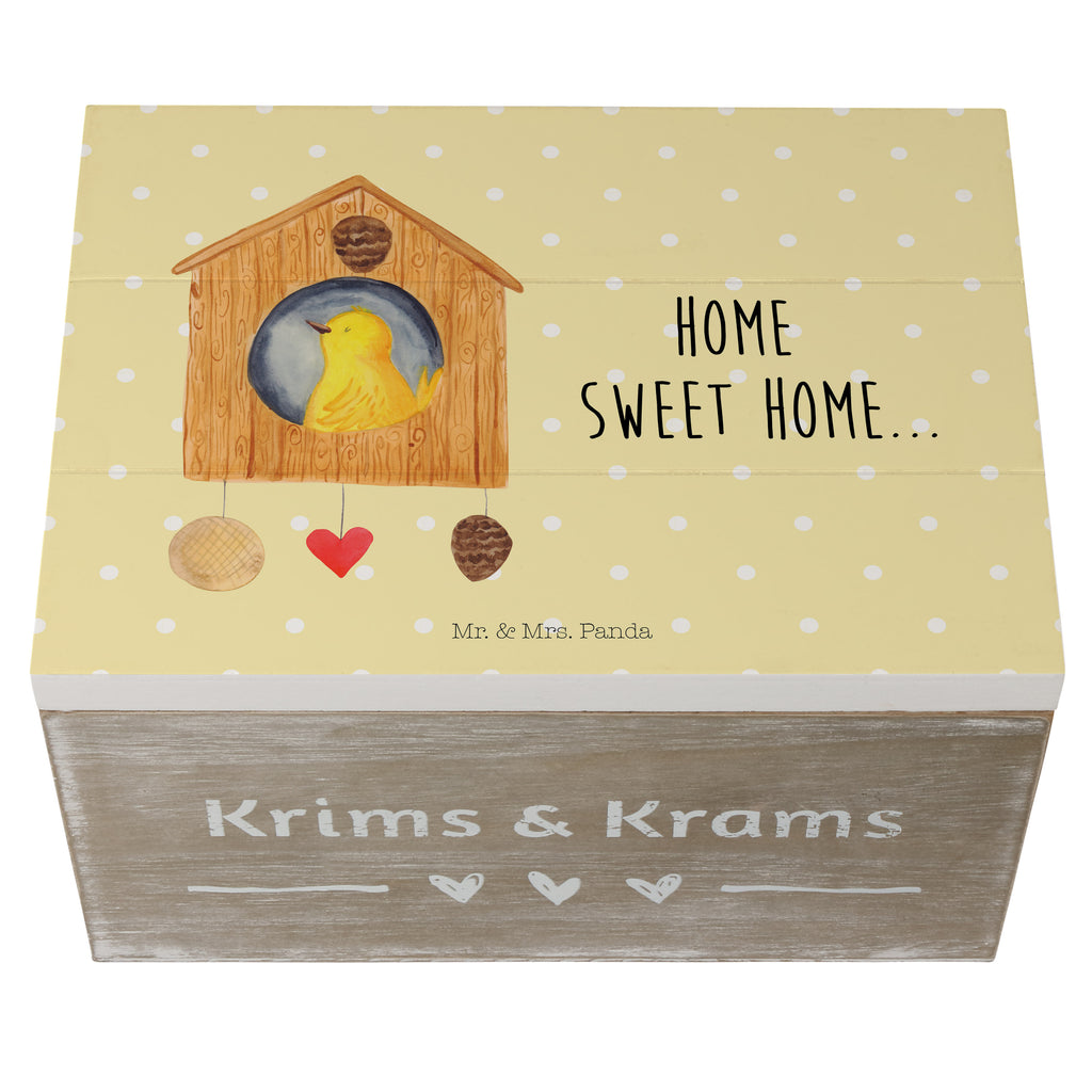 Holzkiste Vogelhaus sweet Home Holzkiste, Kiste, Schatzkiste, Truhe, Schatulle, XXL, Erinnerungsbox, Erinnerungskiste, Dekokiste, Aufbewahrungsbox, Tiermotive, Gute Laune, lustige Sprüche, Tiere, Vogelhaus, Vogel, Home sweet Home, Einzug, Umzug, Geschenk, Einzugsgeschenk, Hausbau, Haus