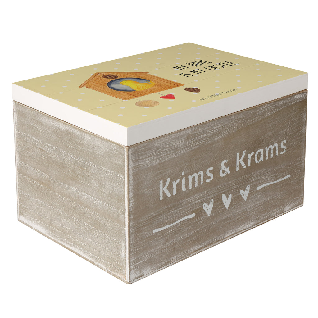 Holzkiste Vogelhaus Holzkiste, Kiste, Schatzkiste, Truhe, Schatulle, XXL, Erinnerungsbox, Erinnerungskiste, Dekokiste, Aufbewahrungsbox, Tiermotive, Gute Laune, lustige Sprüche, Tiere, Vogel, Vögel, Vogelhaus, Vogelhäuschen, Home sweet home, Zuhause, Nest, Eigenheim, Familie, Wohnung, Haus, unser Haus, Lieblingsort, Castle