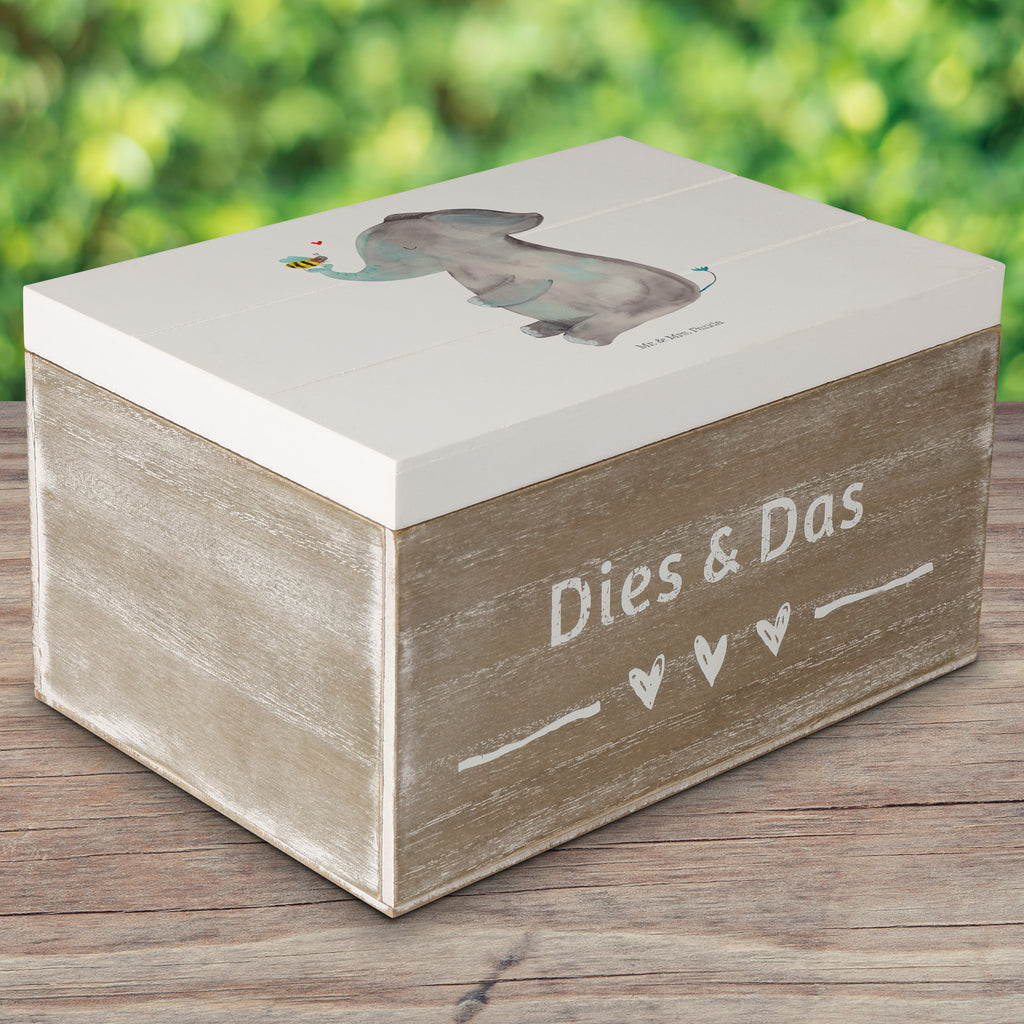 Holzkiste Elefant & Biene Holzkiste, Kiste, Schatzkiste, Truhe, Schatulle, XXL, Erinnerungsbox, Erinnerungskiste, Dekokiste, Aufbewahrungsbox, Tiermotive, Gute Laune, lustige Sprüche, Tiere, Elefant, Biene, Liebe, Liebesbeweis, Jahrestag, Liebesgeschenk, Heiratsantrag, Hochzeitsgeschenk, Liebesspruch