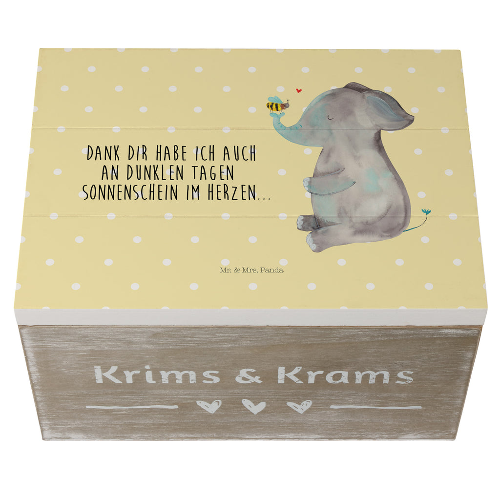 Holzkiste Elefant & Biene Holzkiste, Kiste, Schatzkiste, Truhe, Schatulle, XXL, Erinnerungsbox, Erinnerungskiste, Dekokiste, Aufbewahrungsbox, Tiermotive, Gute Laune, lustige Sprüche, Tiere, Elefant, Biene, Liebe, Liebesbeweis, Jahrestag, Liebesgeschenk, Heiratsantrag, Hochzeitsgeschenk, Liebesspruch
