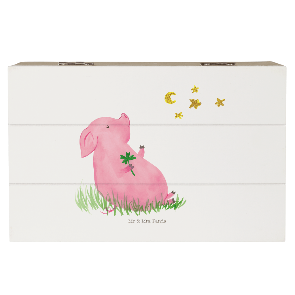Holzkiste Glücksschwein Holzkiste, Kiste, Schatzkiste, Truhe, Schatulle, XXL, Erinnerungsbox, Erinnerungskiste, Dekokiste, Aufbewahrungsbox, Tiermotive, Gute Laune, lustige Sprüche, Tiere, Glücksschwein. Glück, Schwein, Schweinchen, Sterne, Sernchen, Ziele, Träume, Motivation, Glücksbringer