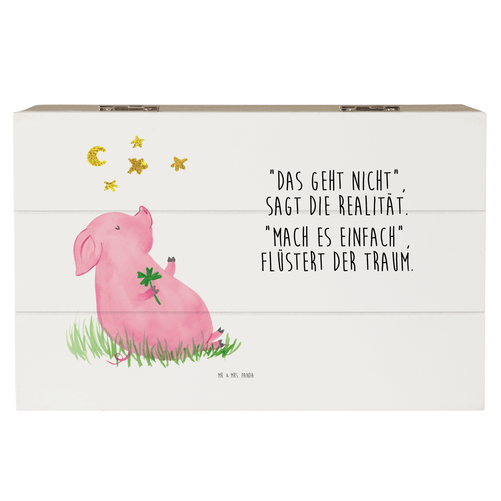 Holzkiste Glücksschwein Holzkiste, Kiste, Schatzkiste, Truhe, Schatulle, XXL, Erinnerungsbox, Erinnerungskiste, Dekokiste, Aufbewahrungsbox, Tiermotive, Gute Laune, lustige Sprüche, Tiere, Glücksschwein. Glück, Schwein, Schweinchen, Sterne, Sernchen, Ziele, Träume, Motivation, Glücksbringer