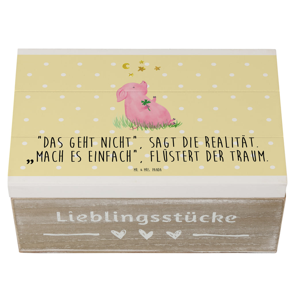 Holzkiste Glücksschwein Holzkiste, Kiste, Schatzkiste, Truhe, Schatulle, XXL, Erinnerungsbox, Erinnerungskiste, Dekokiste, Aufbewahrungsbox, Tiermotive, Gute Laune, lustige Sprüche, Tiere, Glücksschwein. Glück, Schwein, Schweinchen, Sterne, Sernchen, Ziele, Träume, Motivation, Glücksbringer