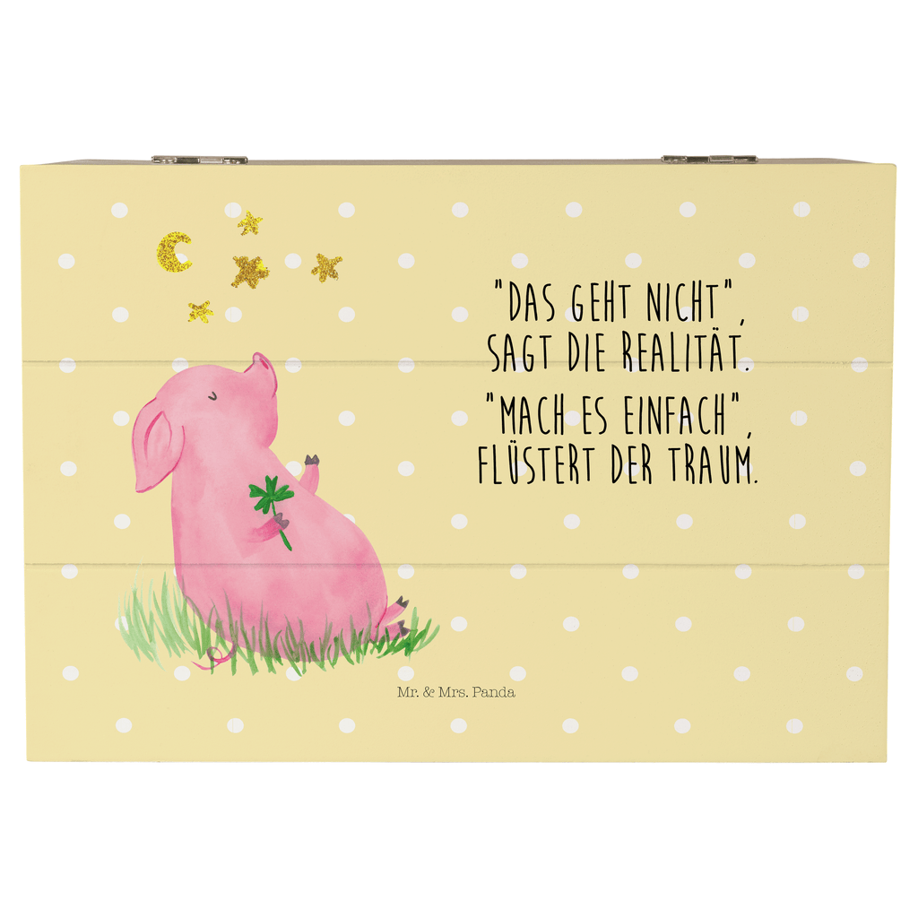 Holzkiste Glücksschwein Holzkiste, Kiste, Schatzkiste, Truhe, Schatulle, XXL, Erinnerungsbox, Erinnerungskiste, Dekokiste, Aufbewahrungsbox, Tiermotive, Gute Laune, lustige Sprüche, Tiere, Glücksschwein. Glück, Schwein, Schweinchen, Sterne, Sernchen, Ziele, Träume, Motivation, Glücksbringer