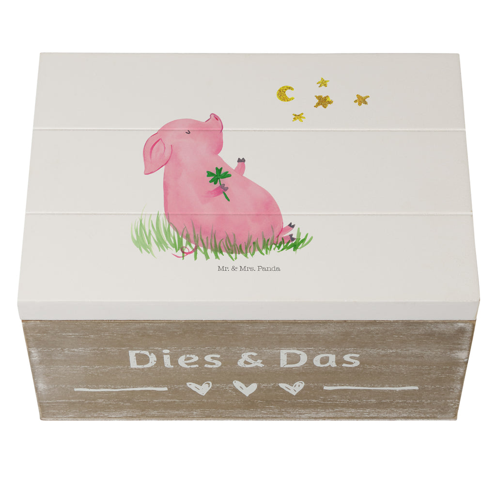 Holzkiste Glücksschwein Holzkiste, Kiste, Schatzkiste, Truhe, Schatulle, XXL, Erinnerungsbox, Erinnerungskiste, Dekokiste, Aufbewahrungsbox, Tiermotive, Gute Laune, lustige Sprüche, Tiere, Glücksschwein. Glück, Schwein, Schweinchen, Sterne, Sernchen, Ziele, Träume, Motivation, Glücksbringer