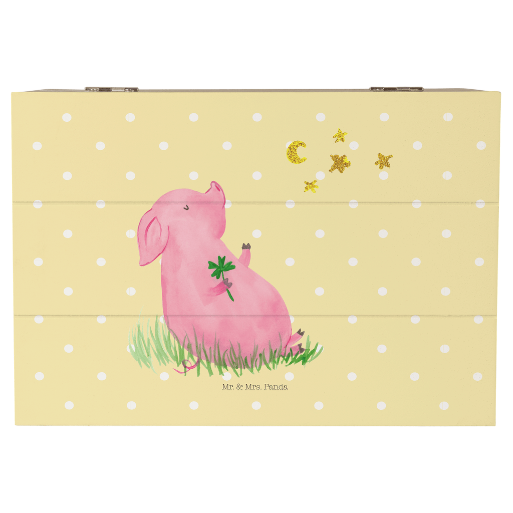 Holzkiste Glücksschwein Holzkiste, Kiste, Schatzkiste, Truhe, Schatulle, XXL, Erinnerungsbox, Erinnerungskiste, Dekokiste, Aufbewahrungsbox, Tiermotive, Gute Laune, lustige Sprüche, Tiere, Glücksschwein. Glück, Schwein, Schweinchen, Sterne, Sernchen, Ziele, Träume, Motivation, Glücksbringer