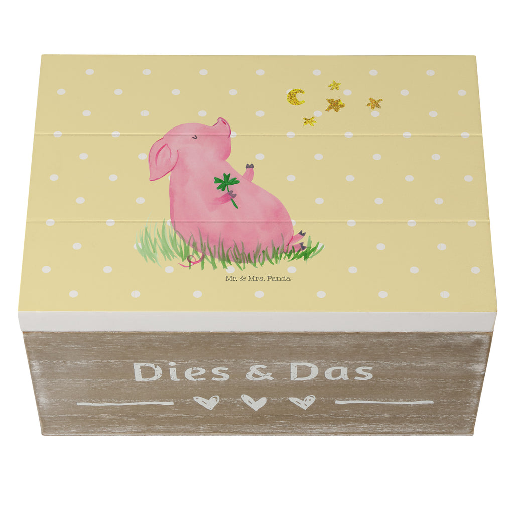 Holzkiste Glücksschwein Holzkiste, Kiste, Schatzkiste, Truhe, Schatulle, XXL, Erinnerungsbox, Erinnerungskiste, Dekokiste, Aufbewahrungsbox, Tiermotive, Gute Laune, lustige Sprüche, Tiere, Glücksschwein. Glück, Schwein, Schweinchen, Sterne, Sernchen, Ziele, Träume, Motivation, Glücksbringer