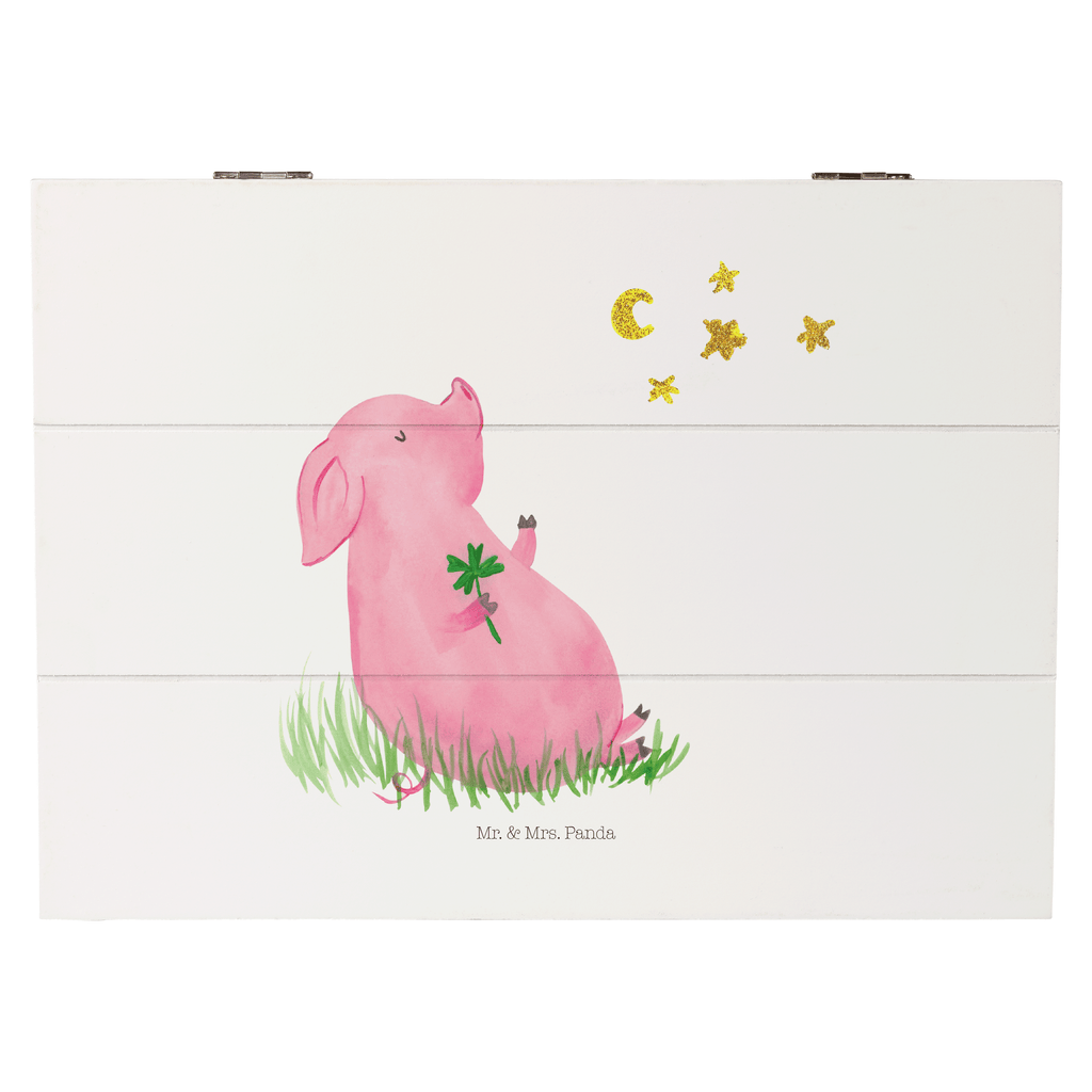 Holzkiste Glücksschwein Holzkiste, Kiste, Schatzkiste, Truhe, Schatulle, XXL, Erinnerungsbox, Erinnerungskiste, Dekokiste, Aufbewahrungsbox, Tiermotive, Gute Laune, lustige Sprüche, Tiere, Glücksschwein. Glück, Schwein, Schweinchen, Sterne, Sernchen, Ziele, Träume, Motivation, Glücksbringer