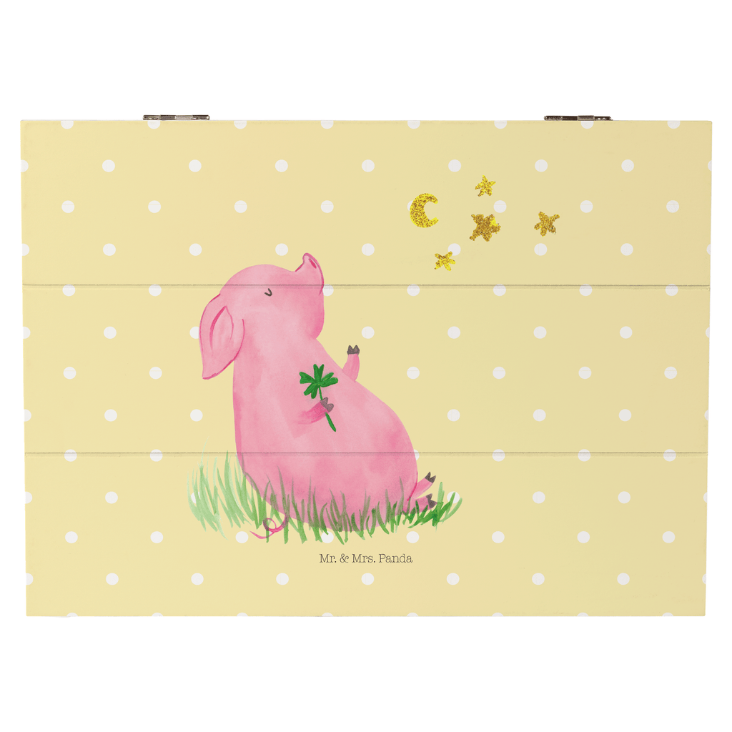 Holzkiste Glücksschwein Holzkiste, Kiste, Schatzkiste, Truhe, Schatulle, XXL, Erinnerungsbox, Erinnerungskiste, Dekokiste, Aufbewahrungsbox, Tiermotive, Gute Laune, lustige Sprüche, Tiere, Glücksschwein. Glück, Schwein, Schweinchen, Sterne, Sernchen, Ziele, Träume, Motivation, Glücksbringer