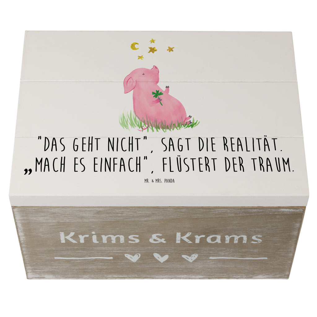 Holzkiste Glücksschwein Holzkiste, Kiste, Schatzkiste, Truhe, Schatulle, XXL, Erinnerungsbox, Erinnerungskiste, Dekokiste, Aufbewahrungsbox, Tiermotive, Gute Laune, lustige Sprüche, Tiere, Glücksschwein. Glück, Schwein, Schweinchen, Sterne, Sernchen, Ziele, Träume, Motivation, Glücksbringer