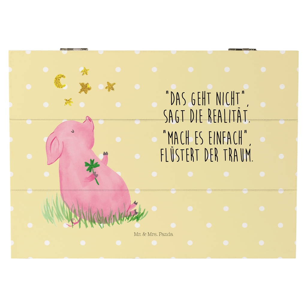 Holzkiste Glücksschwein Holzkiste, Kiste, Schatzkiste, Truhe, Schatulle, XXL, Erinnerungsbox, Erinnerungskiste, Dekokiste, Aufbewahrungsbox, Tiermotive, Gute Laune, lustige Sprüche, Tiere, Glücksschwein. Glück, Schwein, Schweinchen, Sterne, Sernchen, Ziele, Träume, Motivation, Glücksbringer