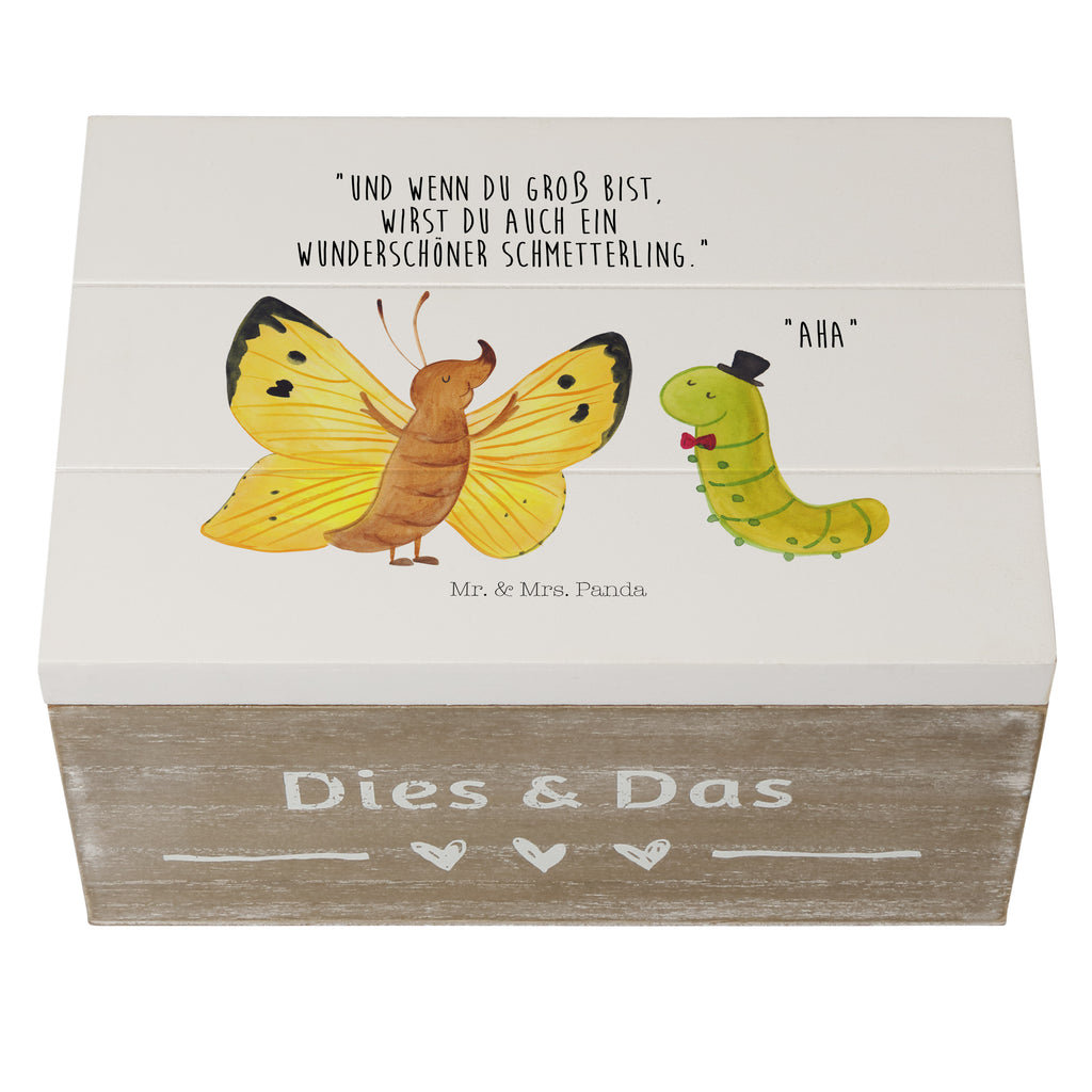 Holzkiste Raupe & Schmetterling Holzkiste, Kiste, Schatzkiste, Truhe, Schatulle, XXL, Erinnerungsbox, Erinnerungskiste, Dekokiste, Aufbewahrungsbox, Tiermotive, Gute Laune, lustige Sprüche, Tiere, Raupe, Schmetterling, Zitronenfalter, Entwicklung, Erwachsen werden, Kokon, Hut, Hütchen, Schönheit, Aufwachsen
