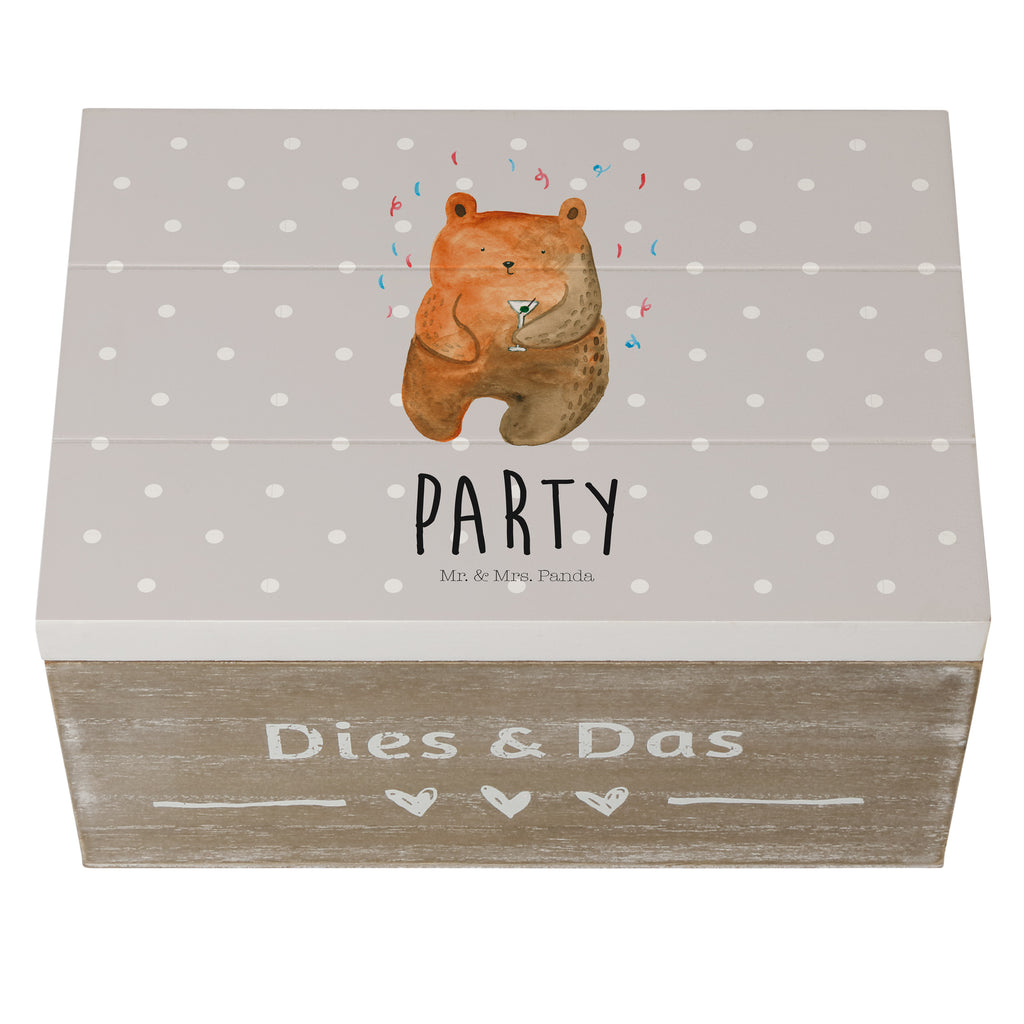 Holzkiste Bär Party Holzkiste, Kiste, Schatzkiste, Truhe, Schatulle, XXL, Erinnerungsbox, Erinnerungskiste, Dekokiste, Aufbewahrungsbox, Bär, Teddy, Teddybär, Geburtstag, Geburtstagsgeschenk, Geschenk, Party, Feiern, Abfeiern, Mitbringsel, Gute Laune, Lustig